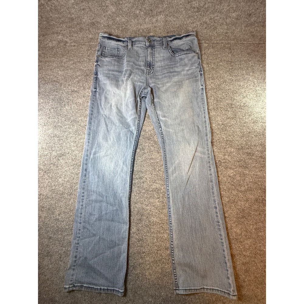 Cody James Mens Light Wash Straight Leg Stretch Denim Jeans 36x32 Blue